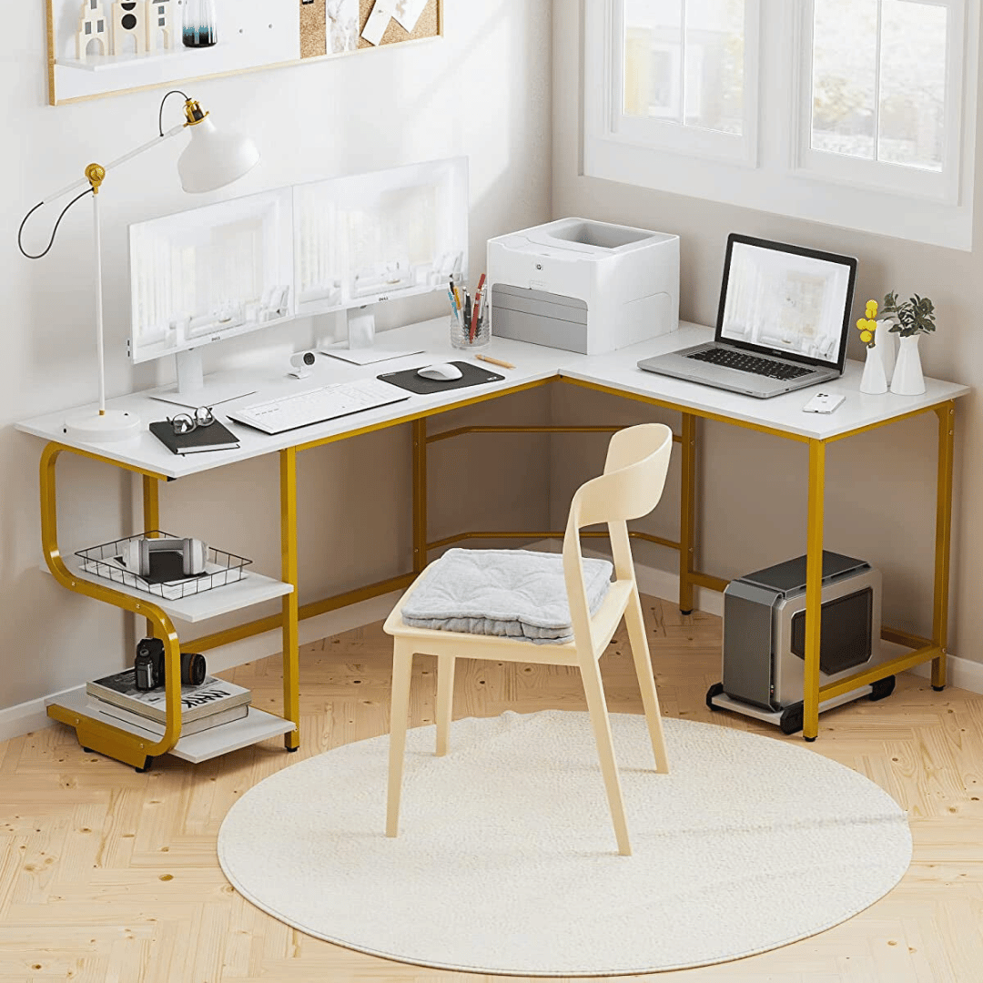 Reversible L Shaped Desk with Storage