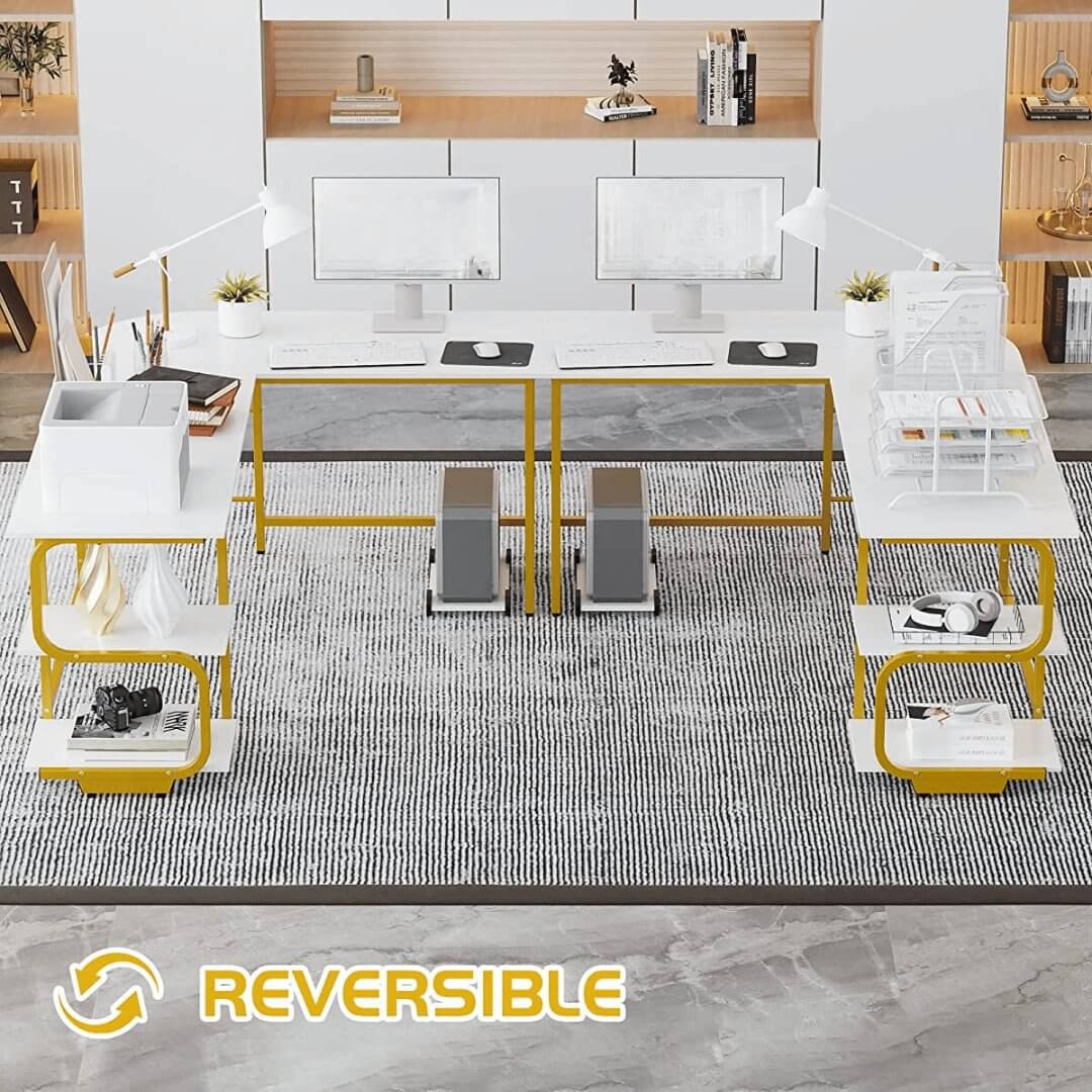 Reversible L Shaped Desk with Storage