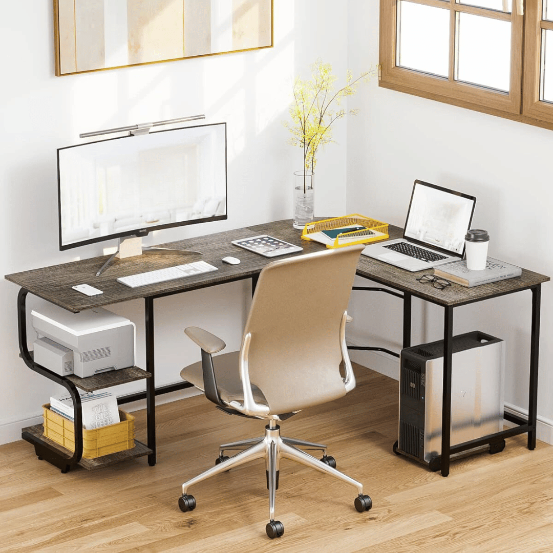 Reversible L Shaped Desk with Storage