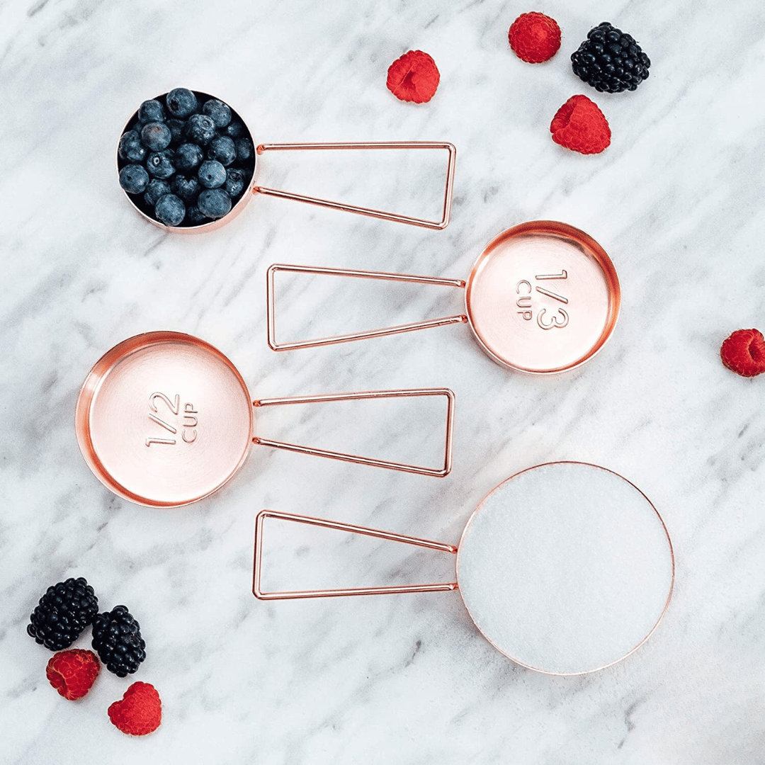 Copper-Tone Measuring Cups and Spoons Set (8-Piece)