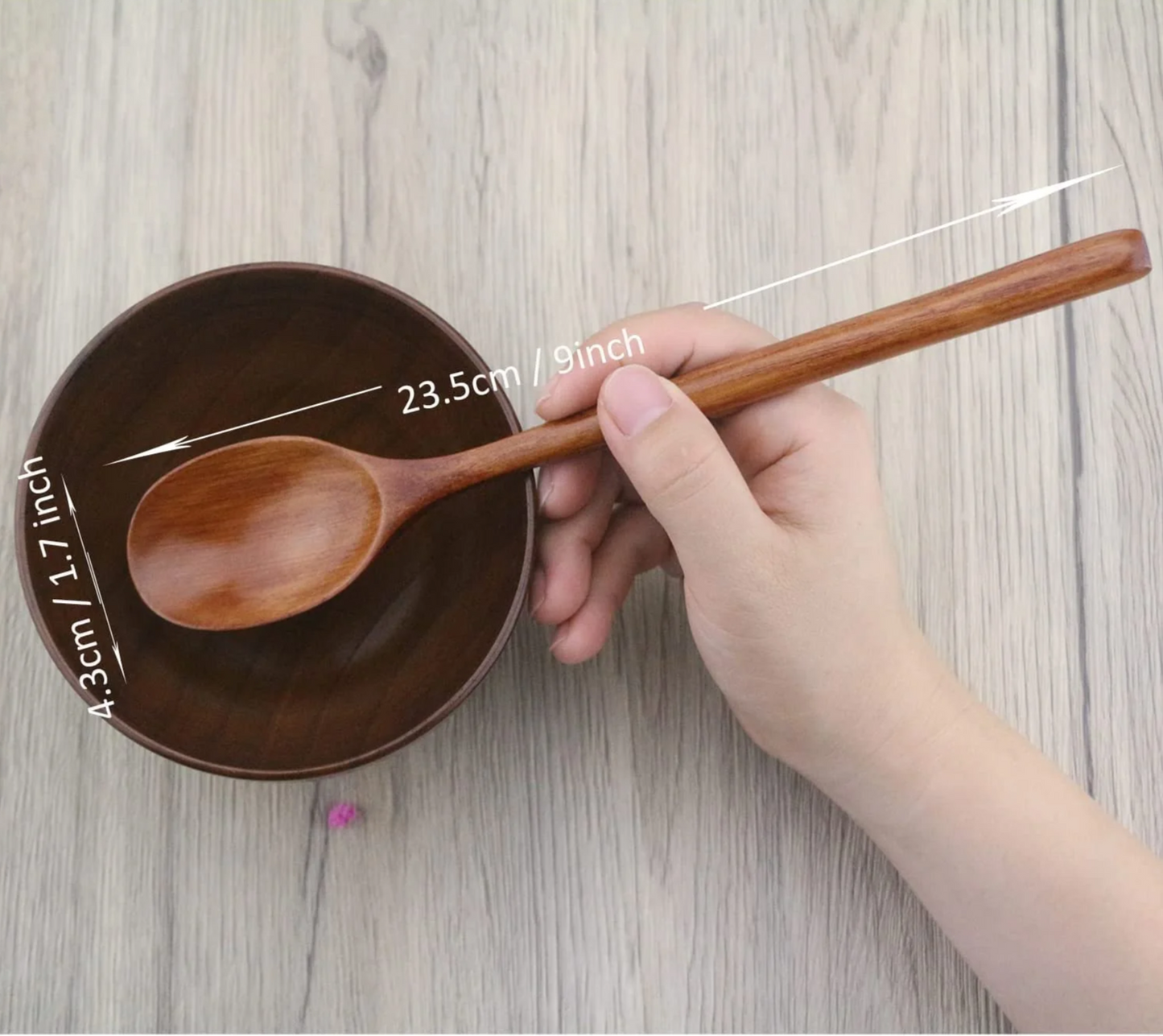 6-Piece Wooden Soup Spoons with Long Handles