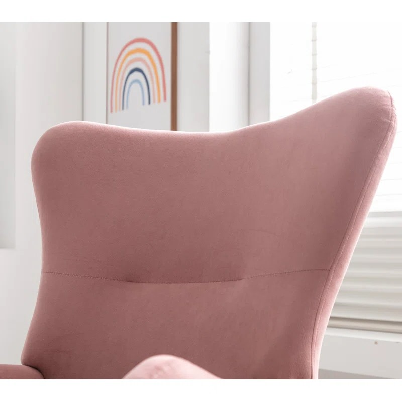 Modern Nursery Rocking Chair with Upholstered Arms