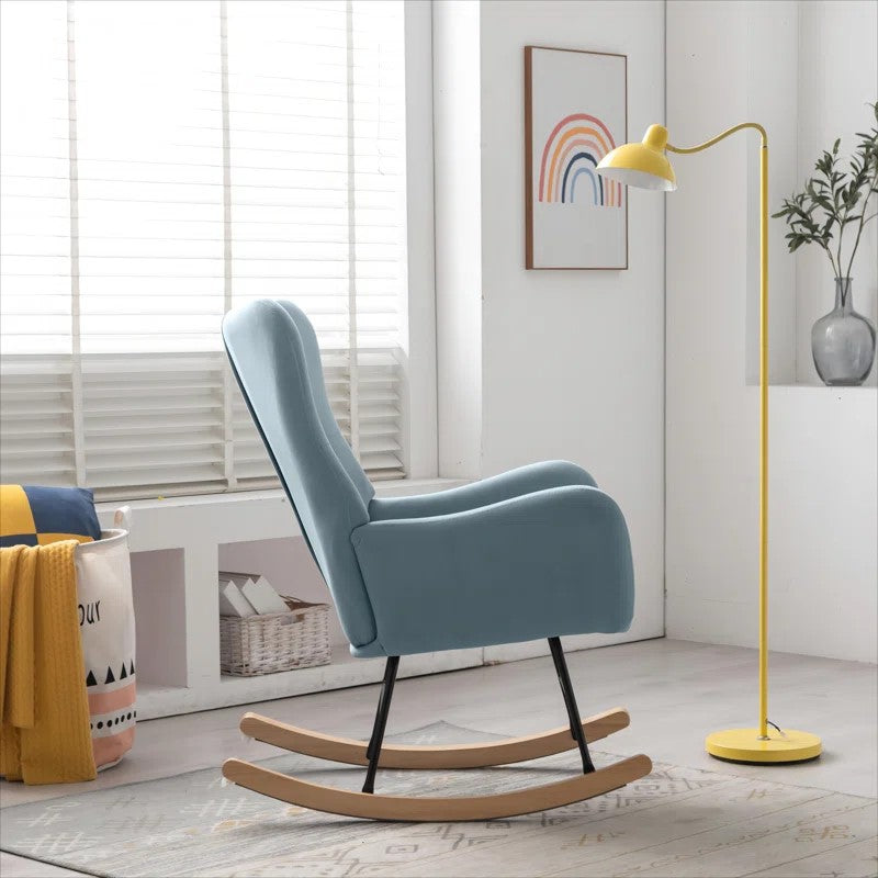 Modern Nursery Rocking Chair with Upholstered Arms