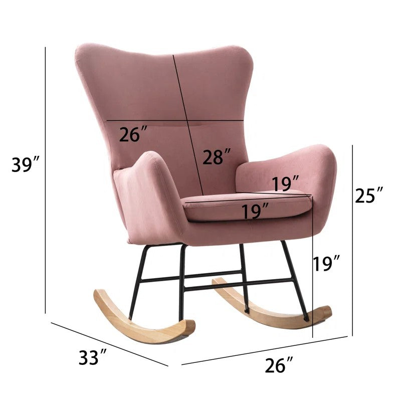 Modern Nursery Rocking Chair with Upholstered Arms