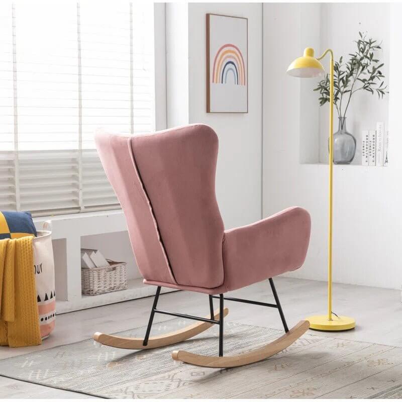 Modern Nursery Rocking Chair with Upholstered Arms