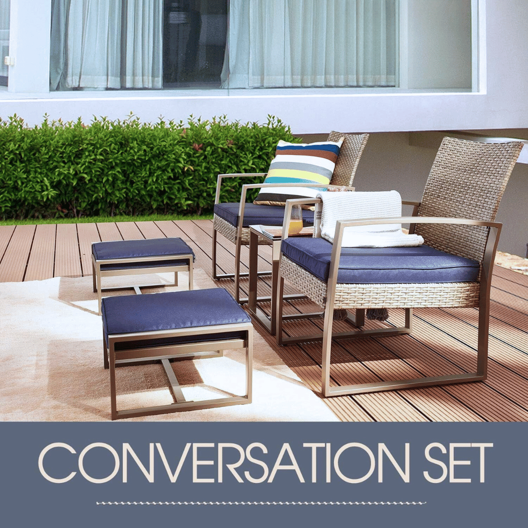 5-Piece Wicker Patio Conversation Set