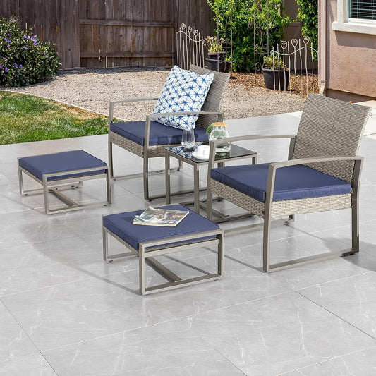 5-Piece Wicker Patio Conversation Set