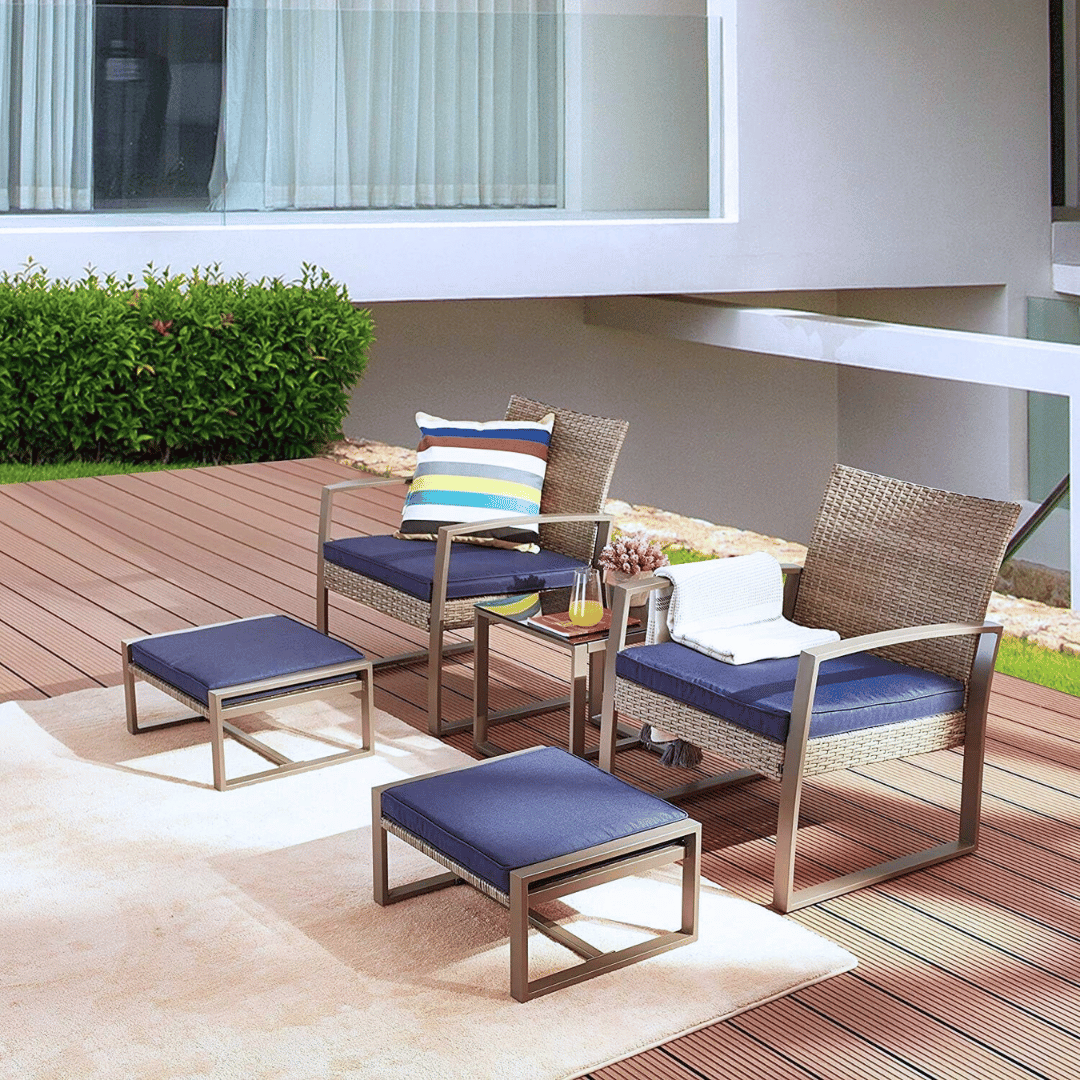 5-Piece Wicker Patio Conversation Set