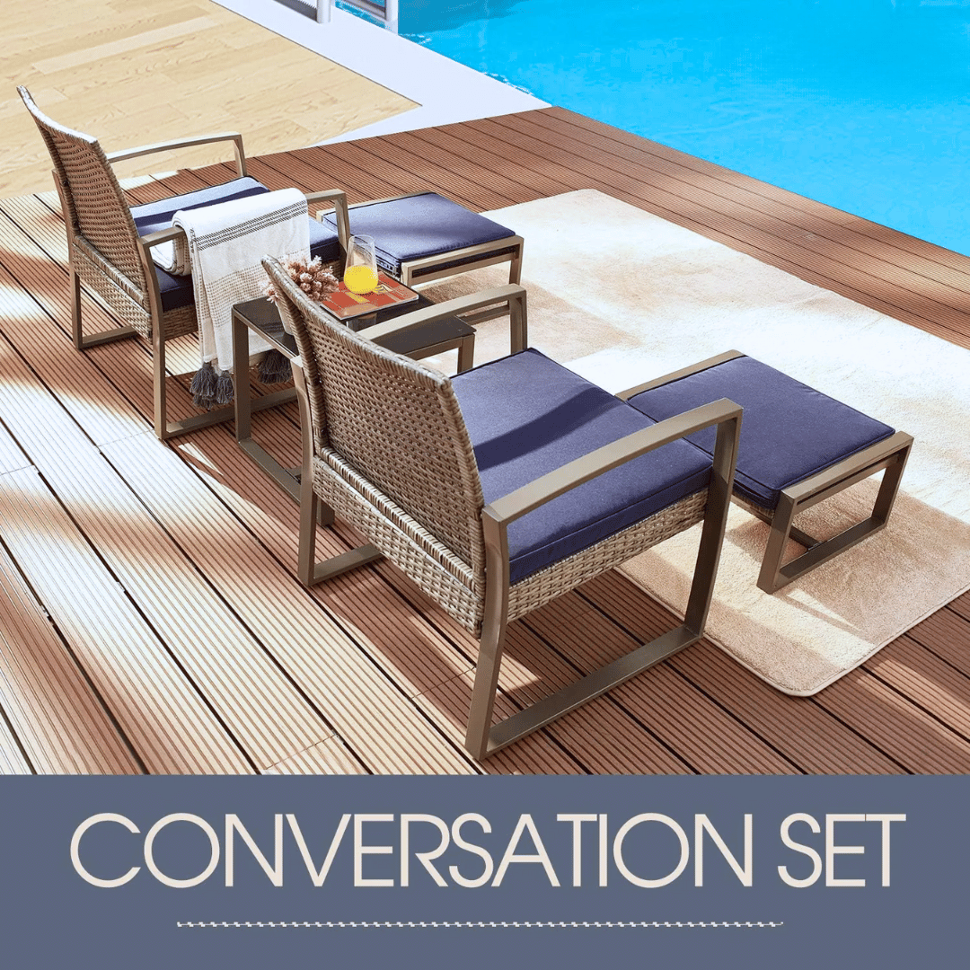 5-Piece Wicker Patio Conversation Set