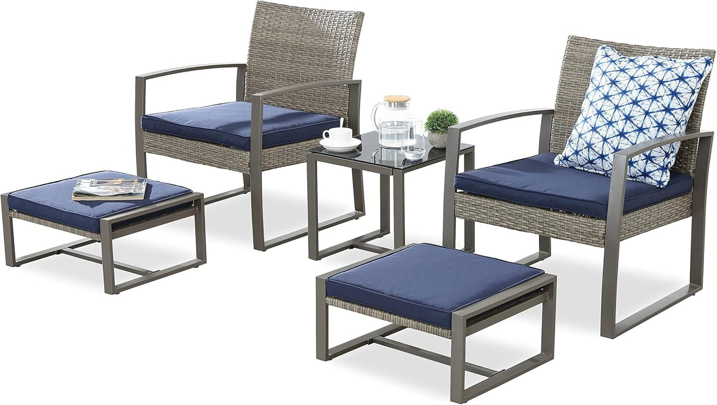 5-Piece Wicker Patio Conversation Set