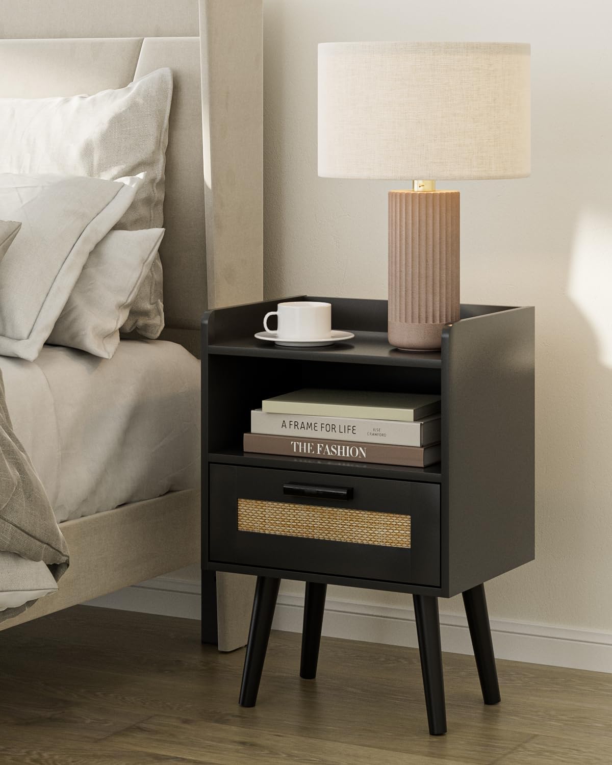 SUPERJARE Nightstands Set of 2 with Charging Station