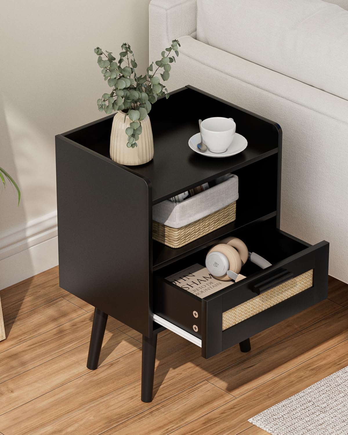 SUPERJARE Nightstands Set of 2 with Charging Station