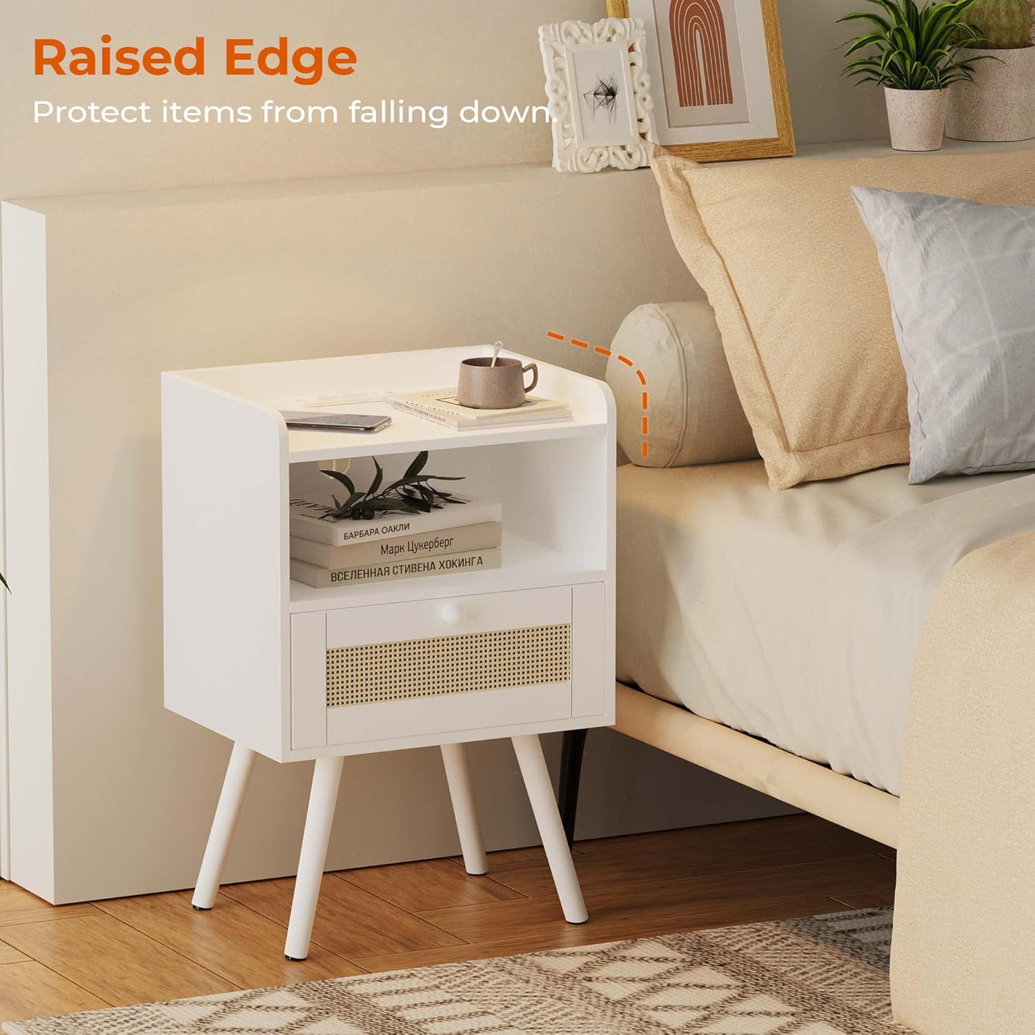 SUPERJARE Nightstands Set of 2 with Charging Station