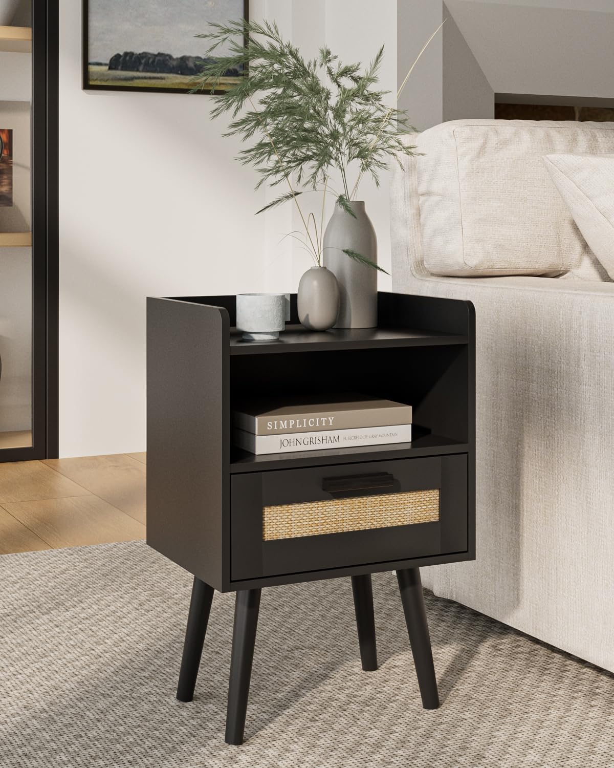 SUPERJARE Nightstands Set of 2 with Charging Station