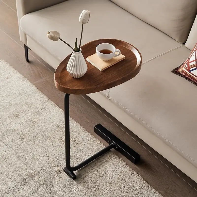 C Shaped Side Table, 23.6 Inches Small End Table, Modern Couch Tables That Slide Under, Perfect for Living Room, Bedroom