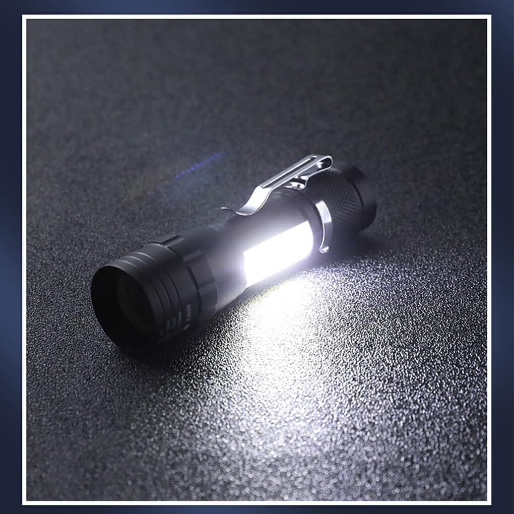 Zoomable COB Flashlight, USB Rechargeable, 3 Modes