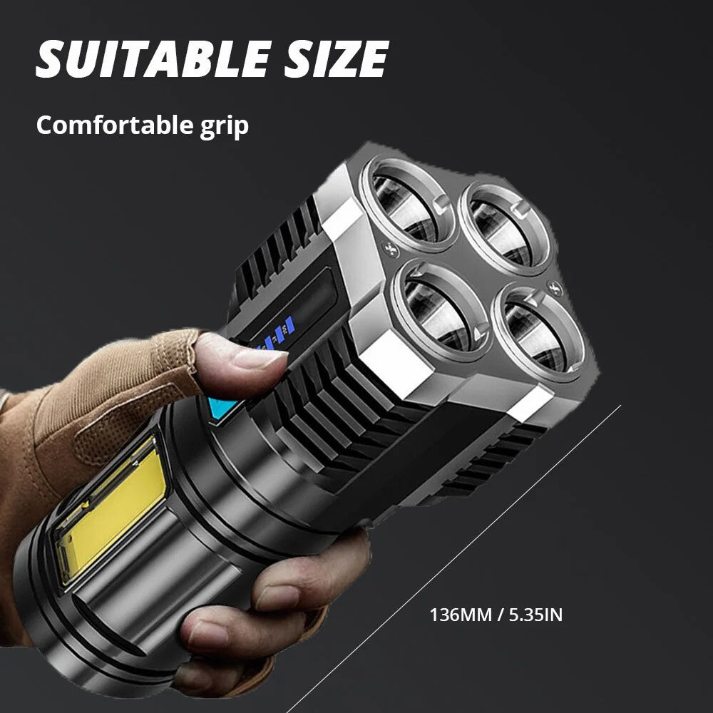 Waterproof Rechargeable Flashlight with COB Light