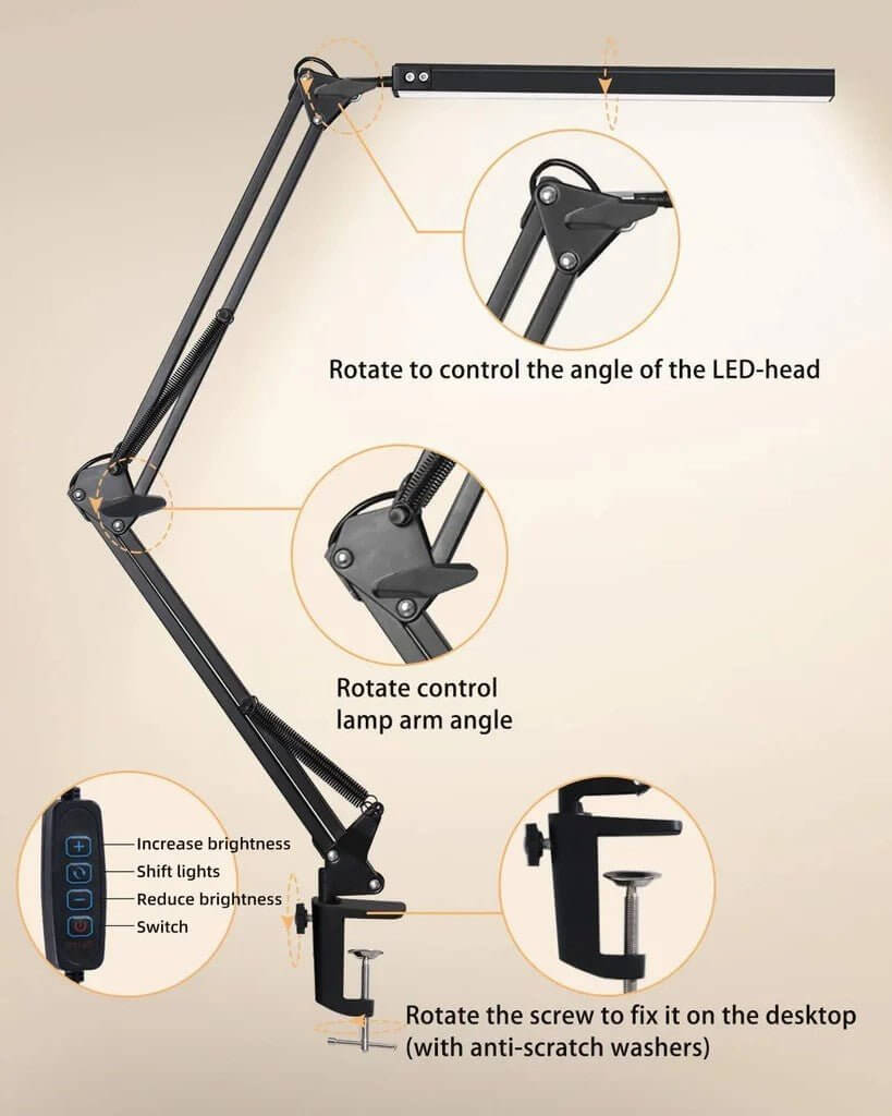 Eye - Caring Dimmable LED Clamp Light