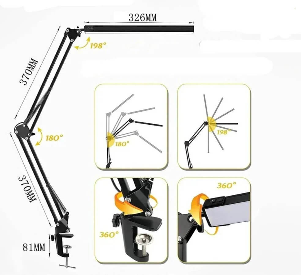 Eye - Caring Dimmable LED Clamp Light