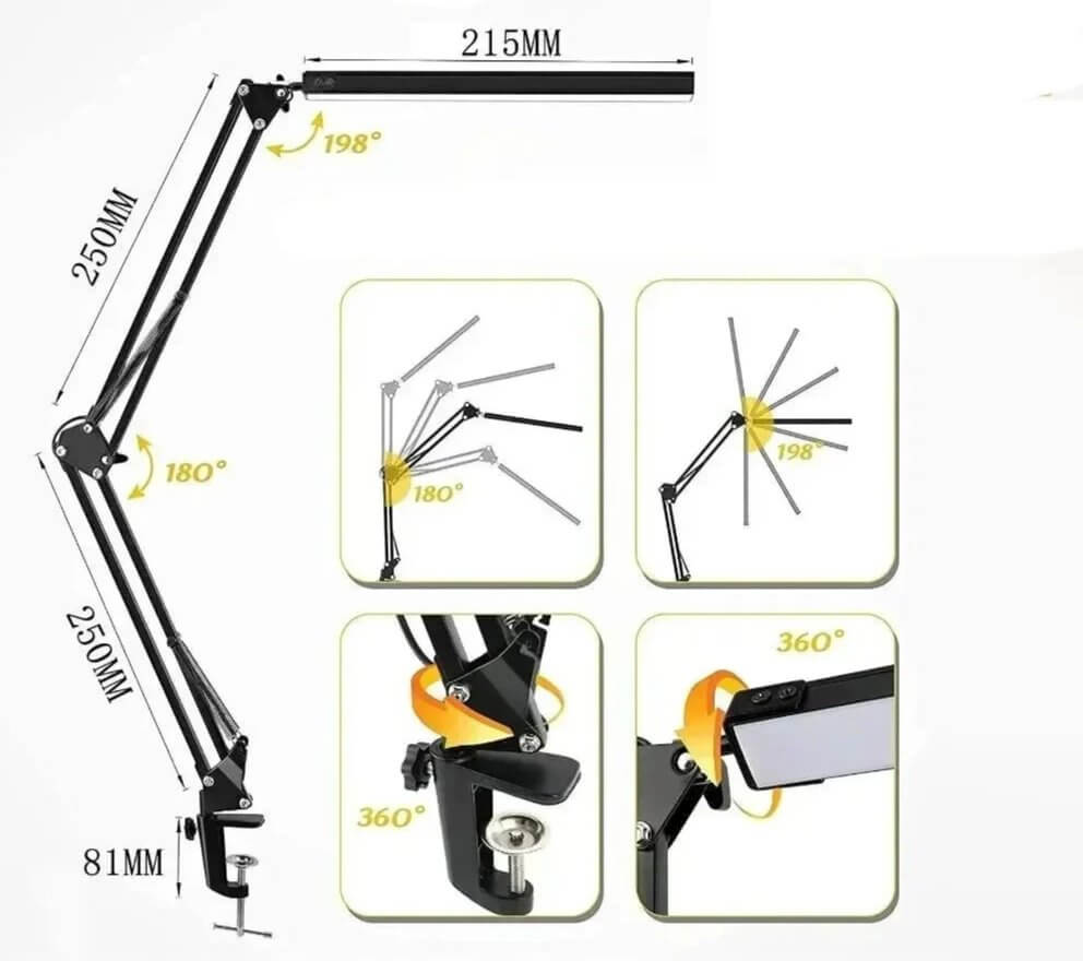 Eye - Caring Dimmable LED Clamp Light