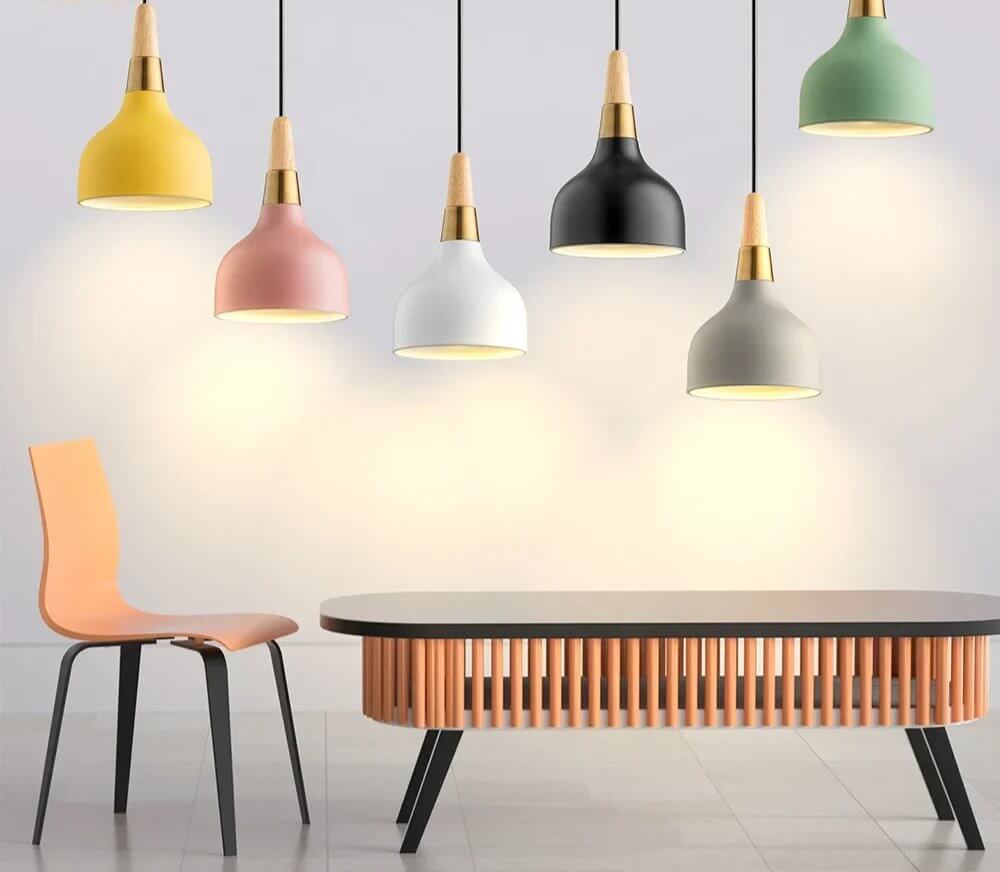 Wooden Macaron Pendant Light with LED