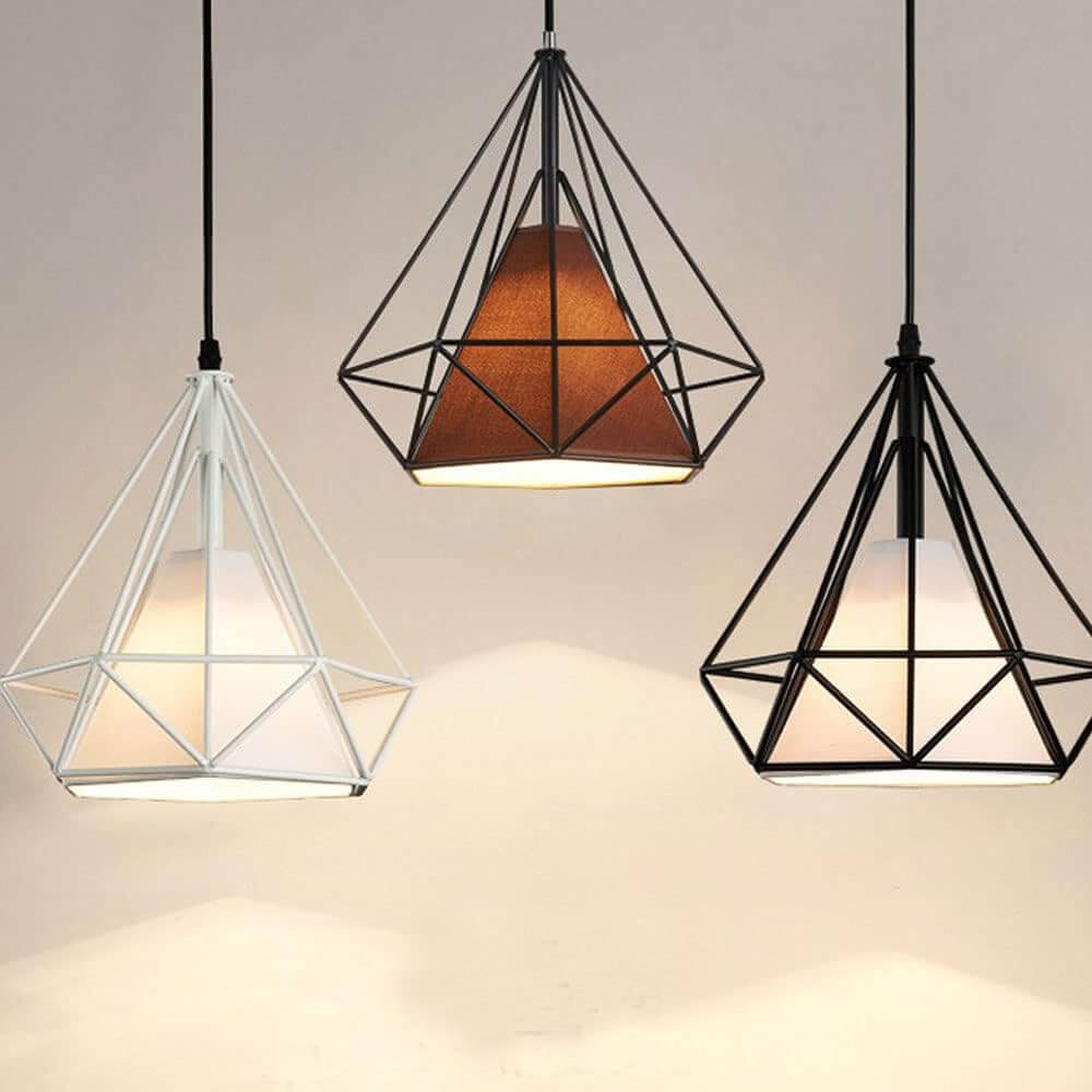 Retro Diamond Iron Cage Pendant Lamp