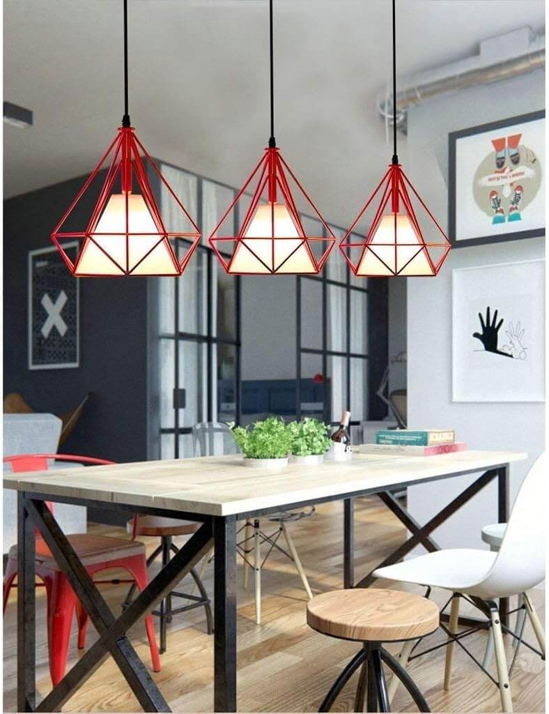 Retro Diamond Iron Cage Pendant Lamp