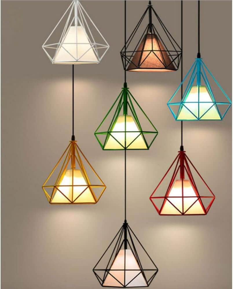 Retro Diamond Iron Cage Pendant Lamp