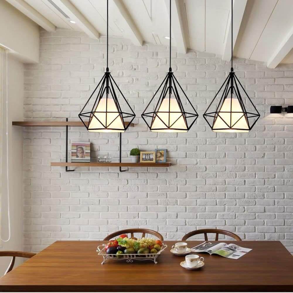 Retro Diamond Iron Cage Pendant Lamp