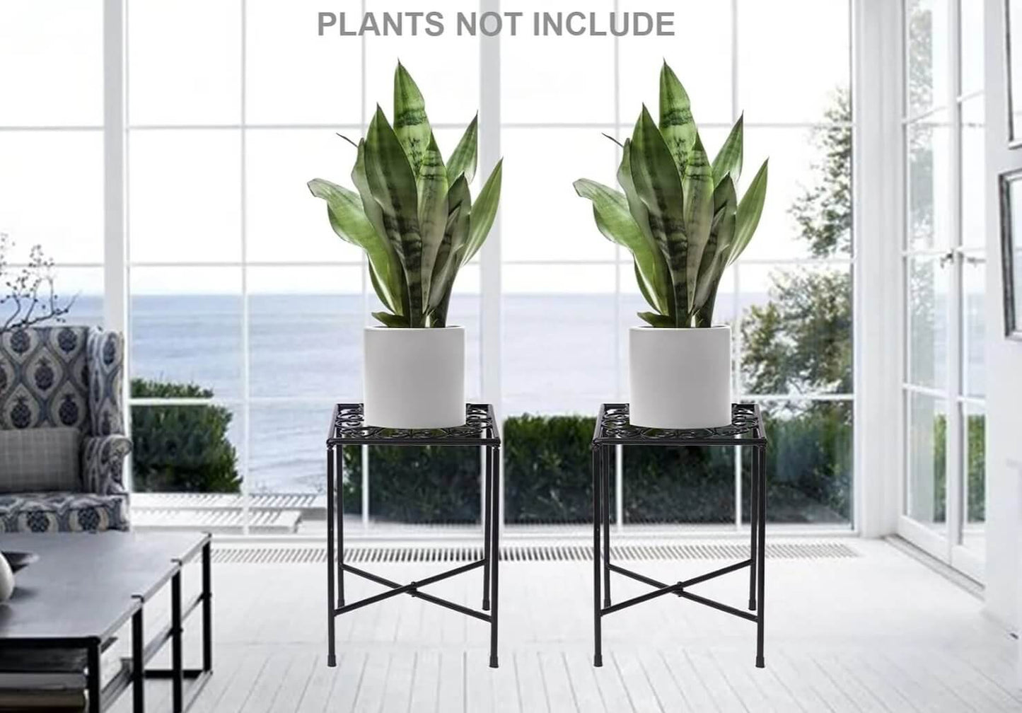 2 - Pack Black Plant Stands for Outdoor and Indoor Use