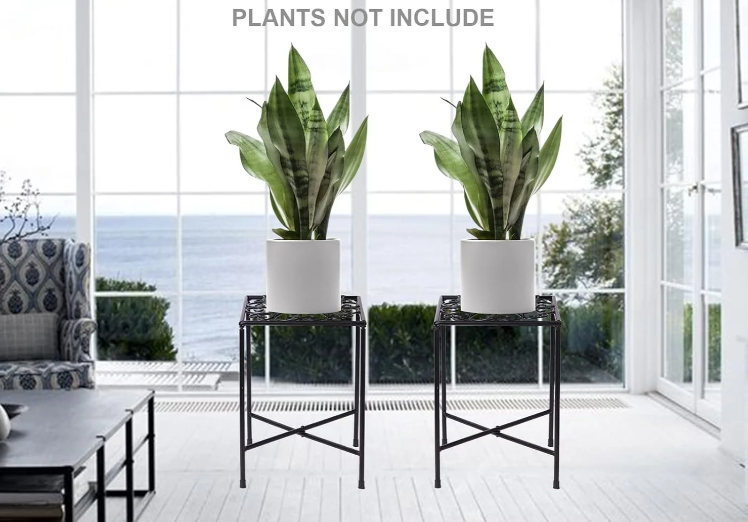 2-Pack Black Plant Stands for Outdoor and Indoor Use