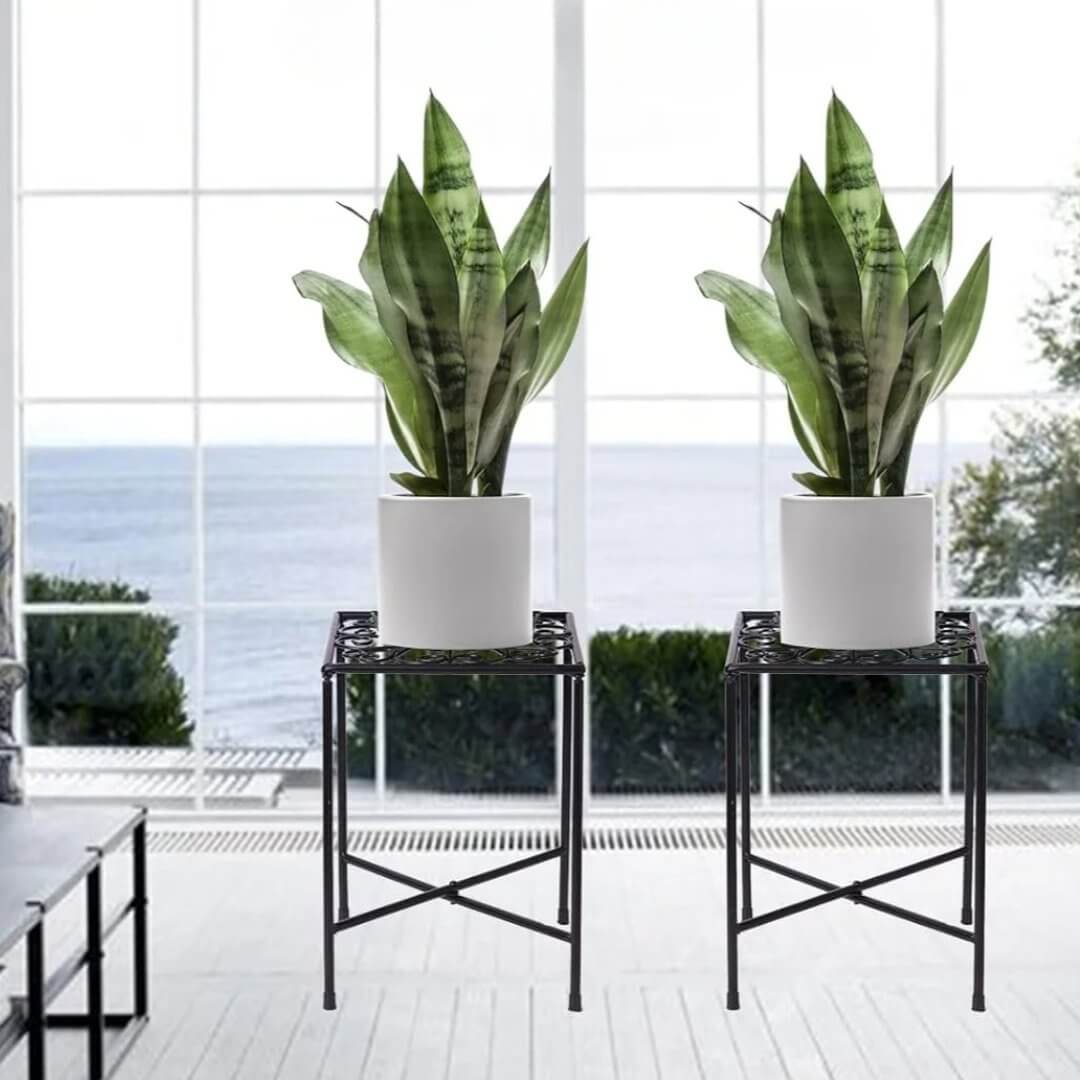 2 - Pack Black Plant Stands for Outdoor and Indoor Use