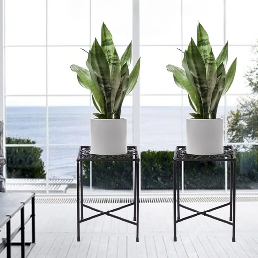 2-Pack Black Plant Stands for Outdoor and Indoor Use