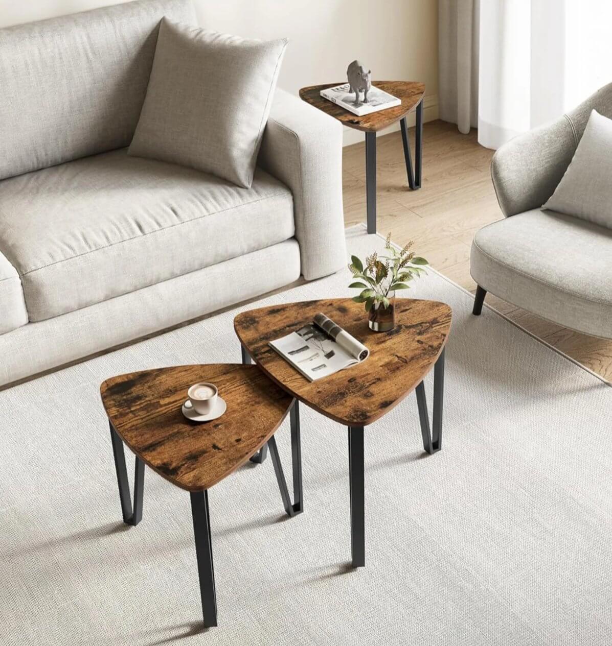 Rustic Brown and Black Coffee Table Set