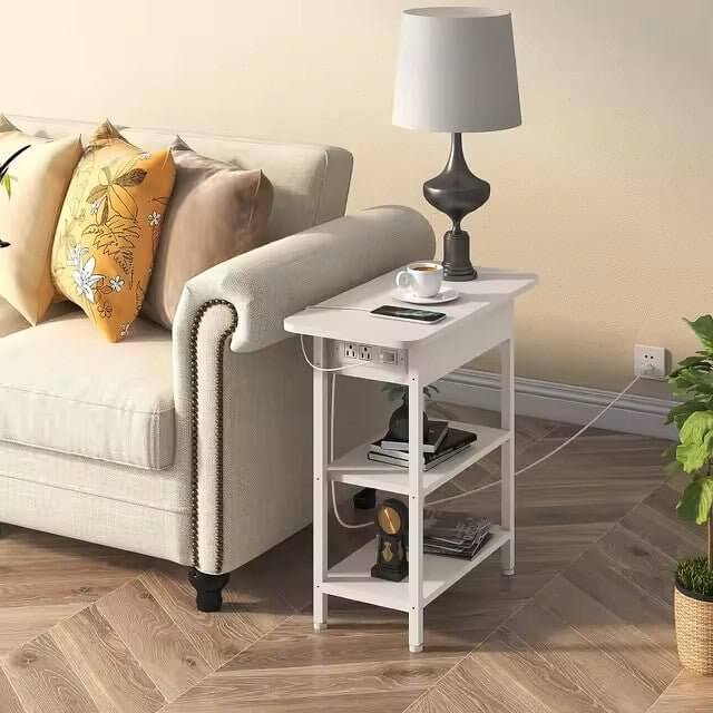 Versatile Charging Nightstand with Flip-Top Storage