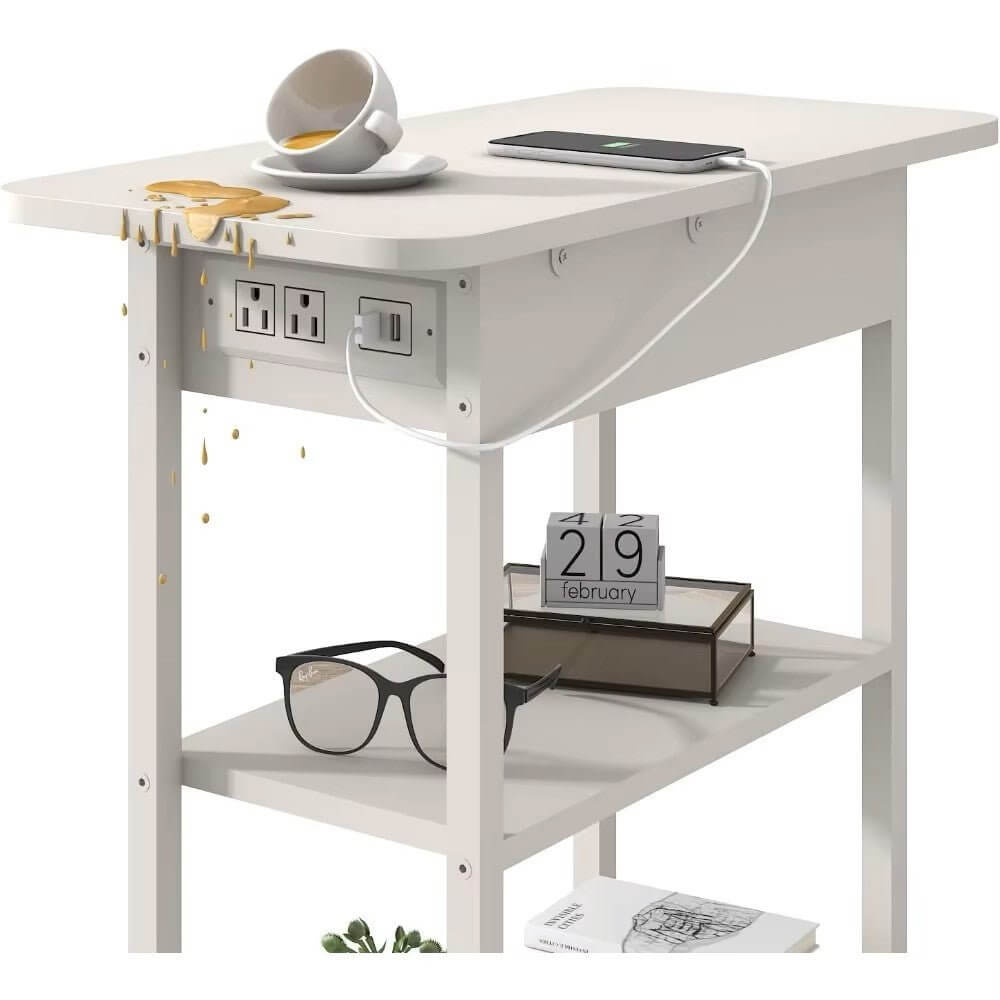 Versatile Charging Nightstand with Flip-Top Storage