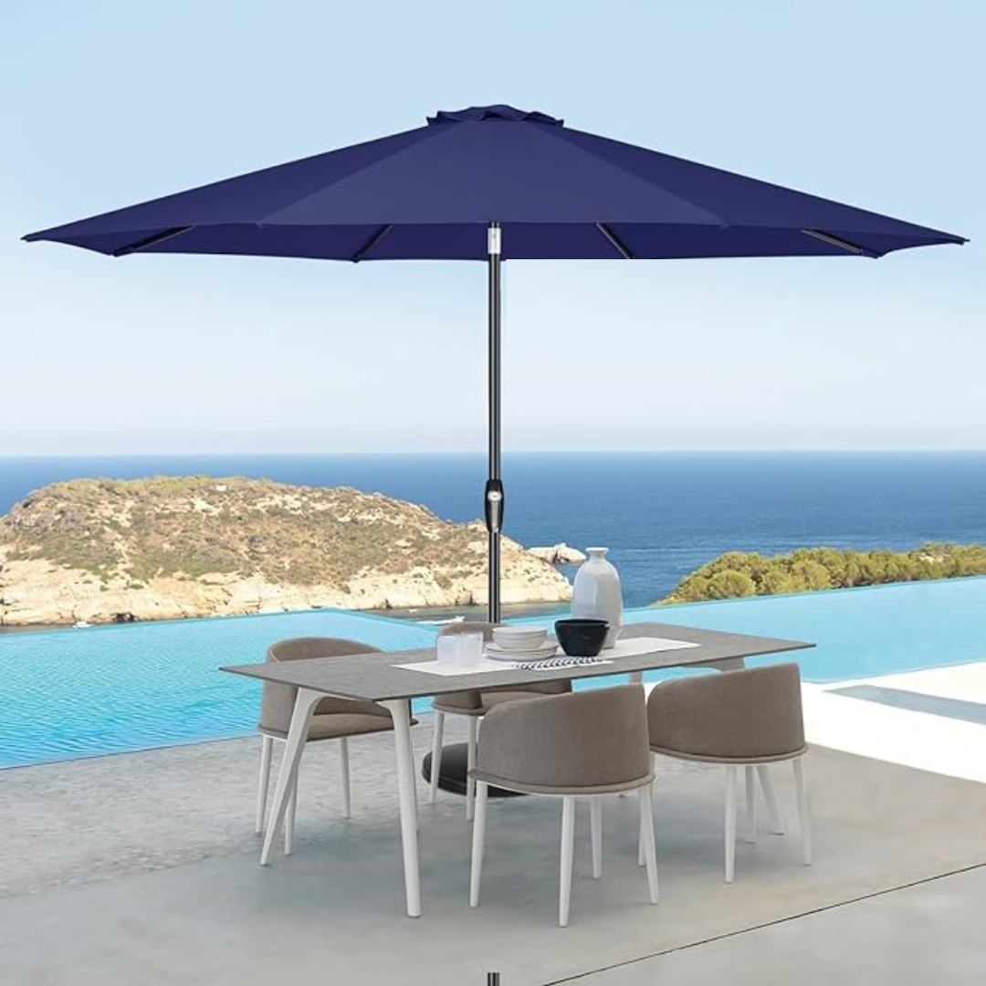 Auto-Tilt Patio Umbrella with Crank and Fade-Resistant Canopy