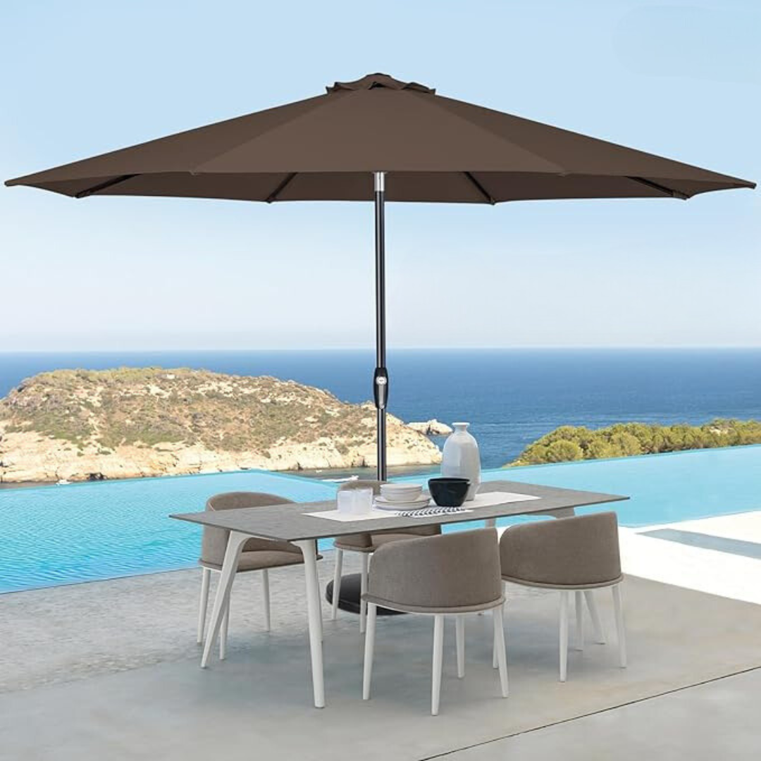 Auto-Tilt Patio Umbrella with Crank and Fade-Resistant Canopy