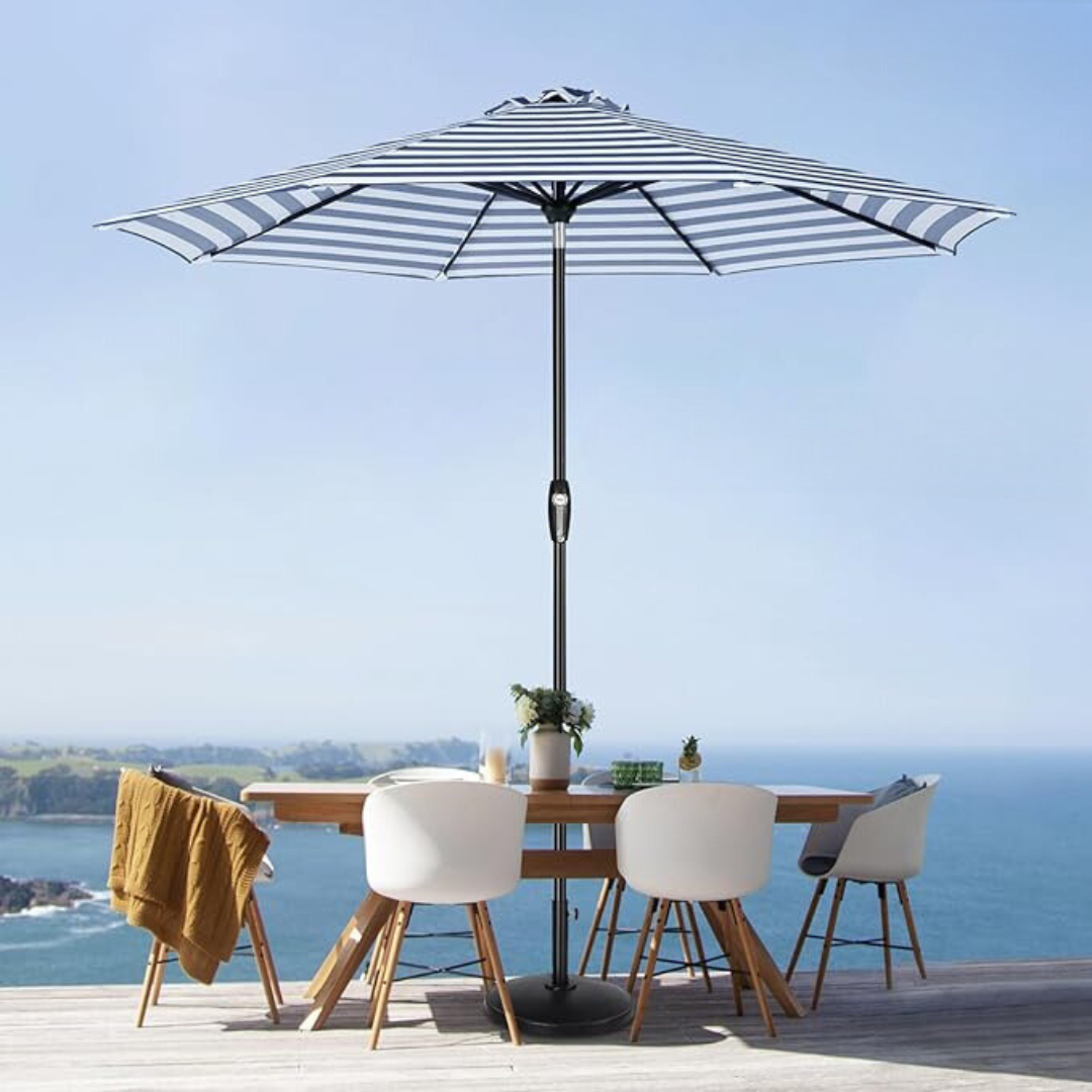 Auto-Tilt Patio Umbrella with Crank and Fade-Resistant Canopy