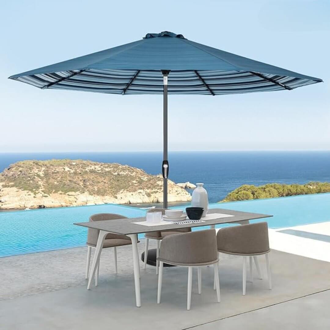 Auto - Tilt Patio Umbrella with Crank and Fade - Resistant Canopy