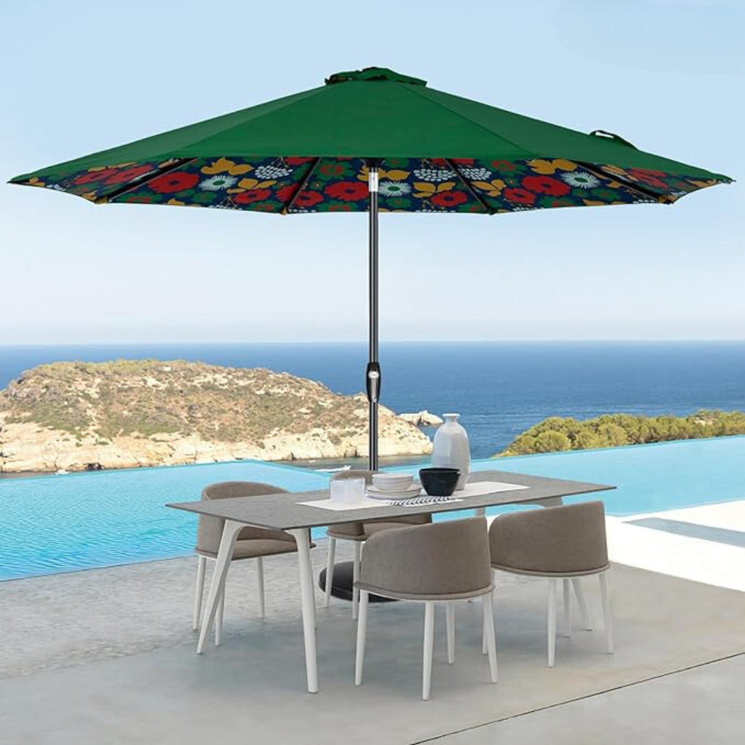 Auto-Tilt Patio Umbrella with Crank and Fade-Resistant Canopy