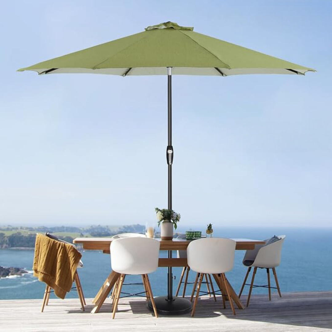 Auto-Tilt Patio Umbrella with Crank and Fade-Resistant Canopy