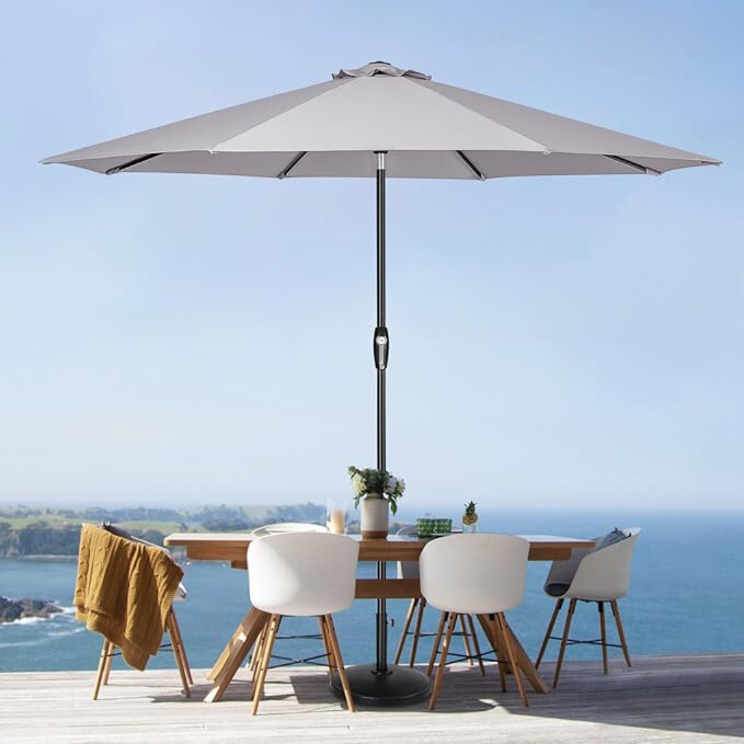 Auto-Tilt Patio Umbrella with Crank and Fade-Resistant Canopy