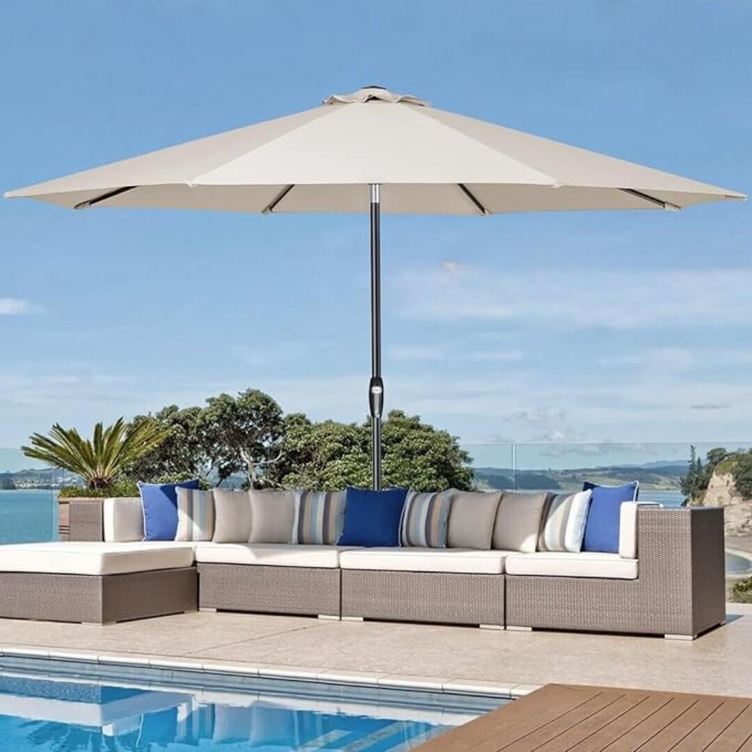 Auto - Tilt Patio Umbrella with Crank and Fade - Resistant Canopy