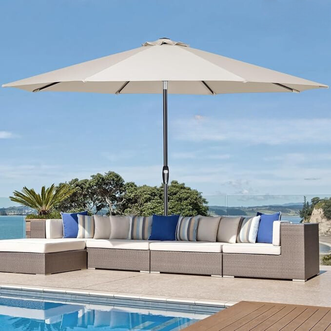 Auto-Tilt Patio Umbrella with Crank and Fade-Resistant Canopy