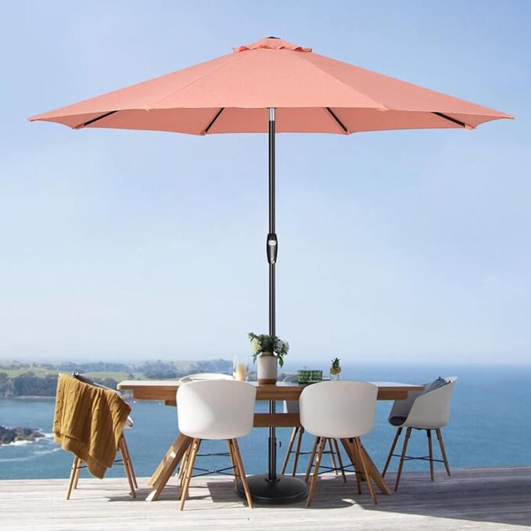 Auto - Tilt Patio Umbrella with Crank and Fade - Resistant Canopy