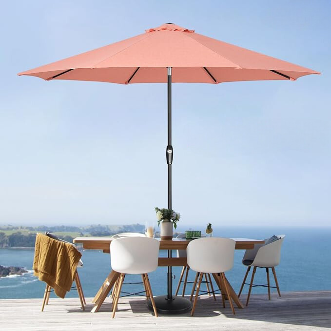 Auto-Tilt Patio Umbrella with Crank and Fade-Resistant Canopy