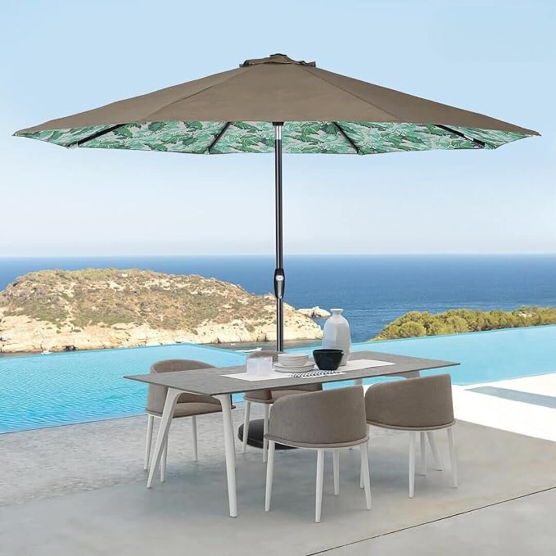 Auto - Tilt Patio Umbrella with Crank and Fade - Resistant Canopy