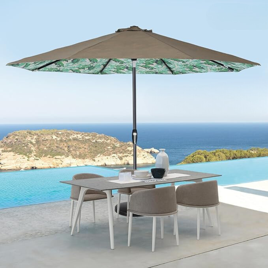 Auto-Tilt Patio Umbrella with Crank and Fade-Resistant Canopy