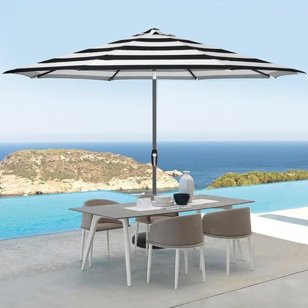 Auto - Tilt Patio Umbrella with Crank and Fade - Resistant Canopy